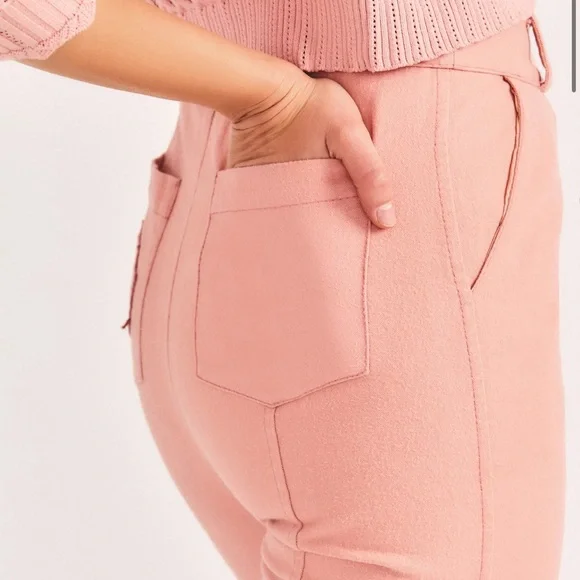 LoveShackFancy Meyerson Flared Pants Tuscany Pink Size 4 NWT - Picture 8 of 10